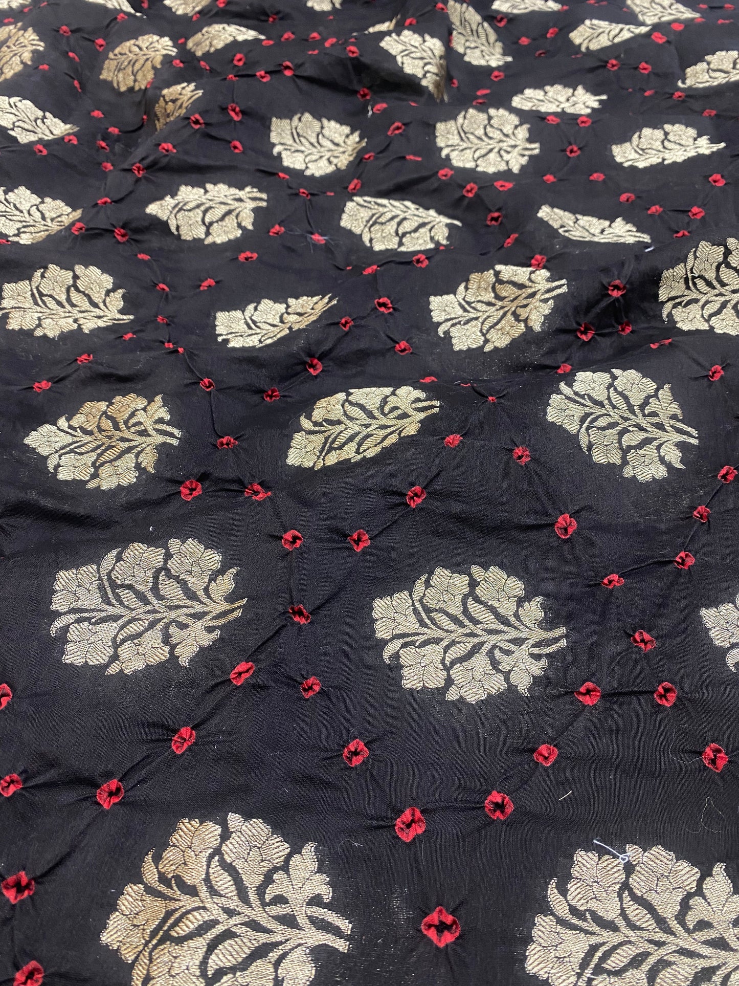 Pure Chanderi Zari Butti With Hand Bandhni (Color Available)