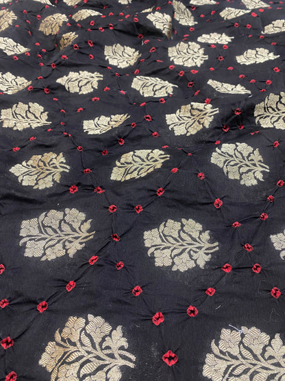 Pure Chanderi Zari Butti With Hand Bandhni (Color Available)