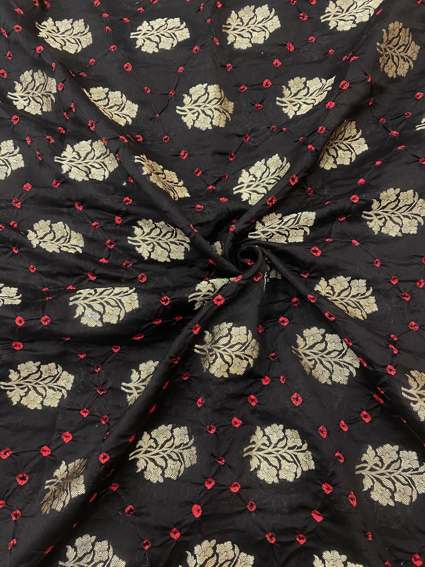 Pure Chanderi Zari Butti With Hand Bandhni (Color Available)