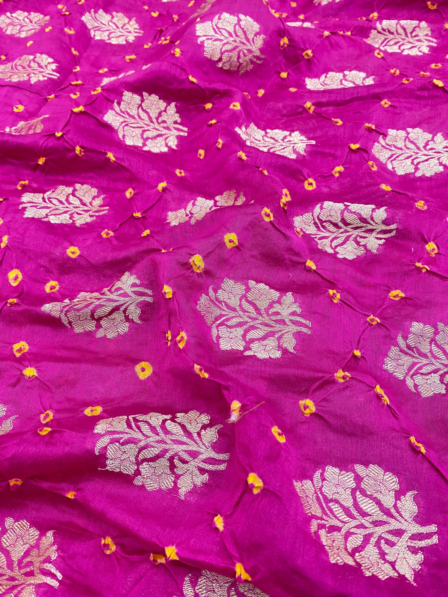 Pure Chanderi Zari Butti With Hand Bandhni (Color Available)