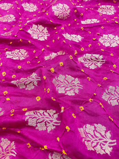Pure Chanderi Zari Butti With Hand Bandhni (Color Available)
