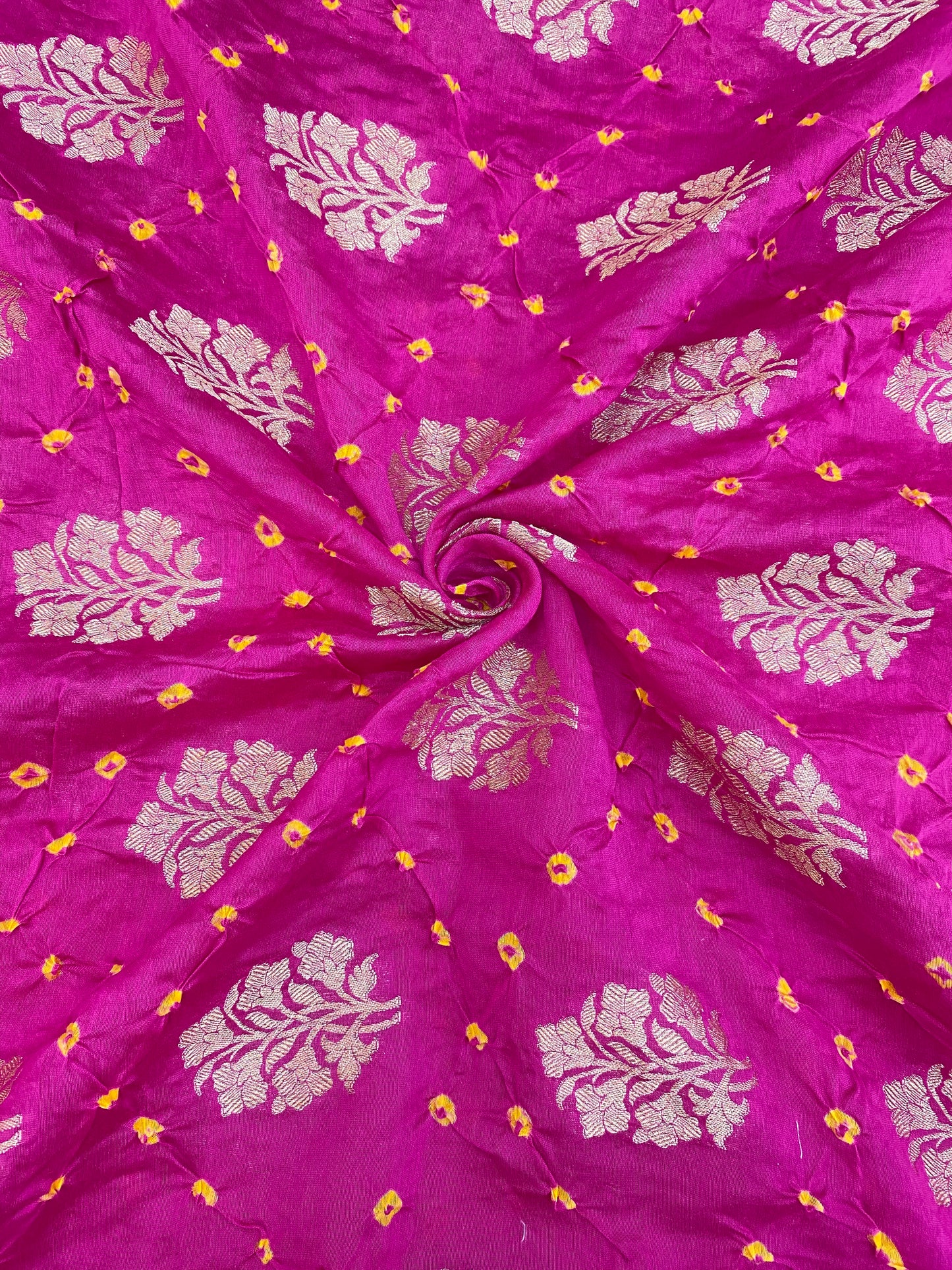 Pure Chanderi Zari Butti With Hand Bandhni (Color Available)