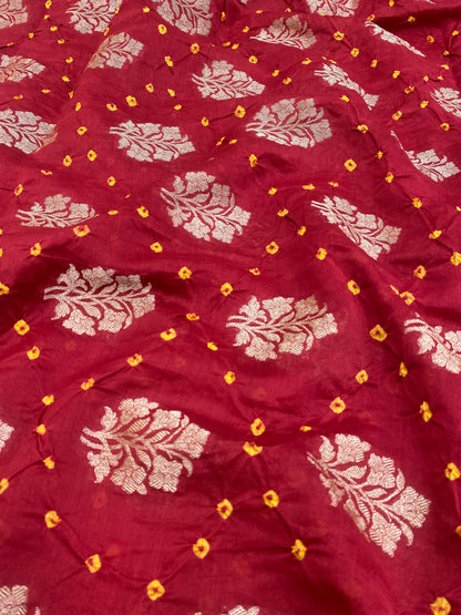 Pure Chanderi Zari Butti With Hand Bandhni (Color Available)