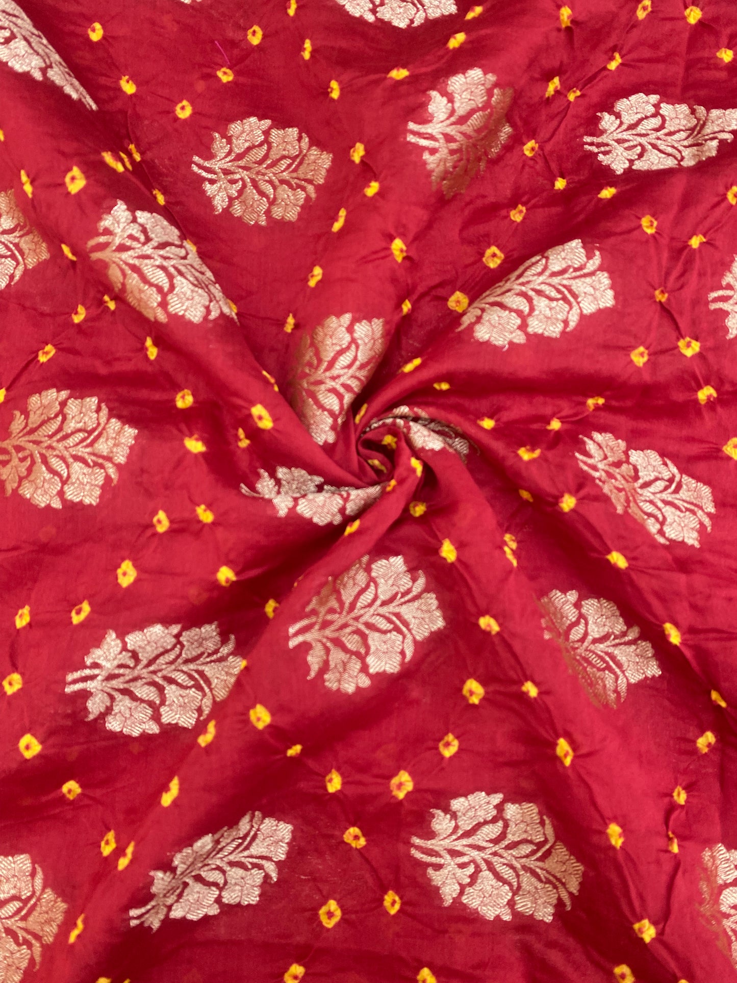 Pure Chanderi Zari Butti With Hand Bandhni (Color Available)