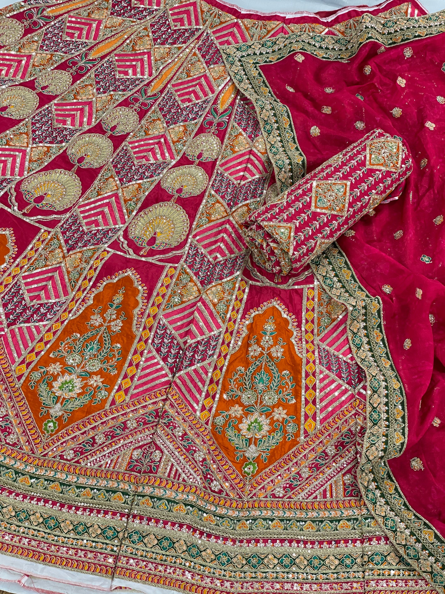 Crepe Position Print Embroidery Lehenga Set