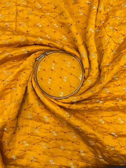 Pure Chanderi Zari Butti With Hand Bandhni (Color Available)
