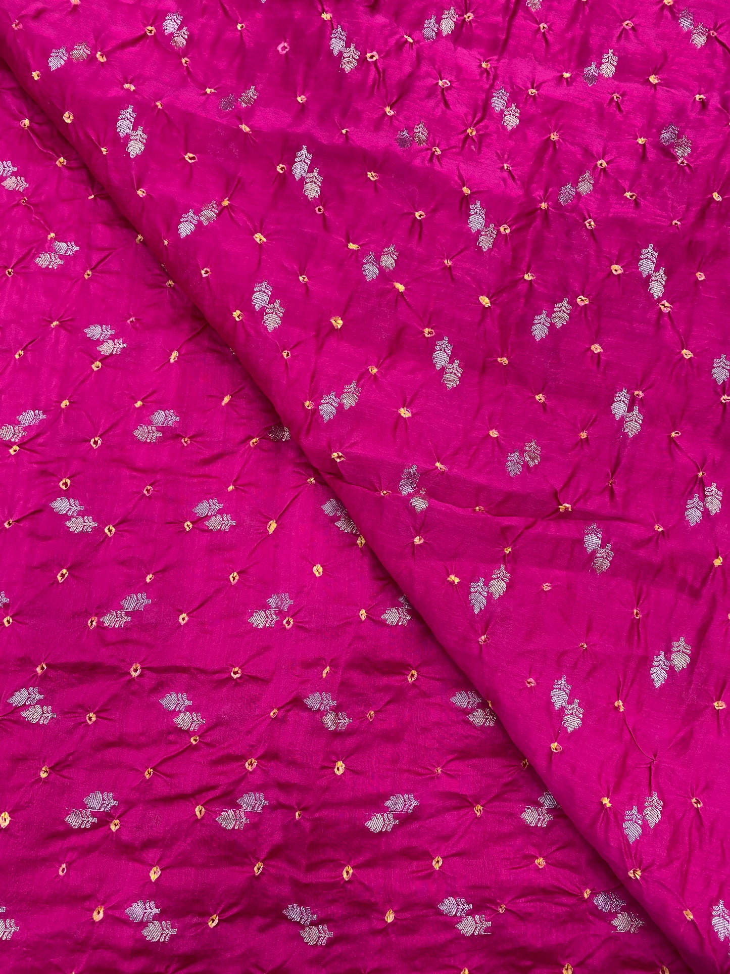 Pure Chanderi Zari Butti With Hand Bandhni (Color Available)