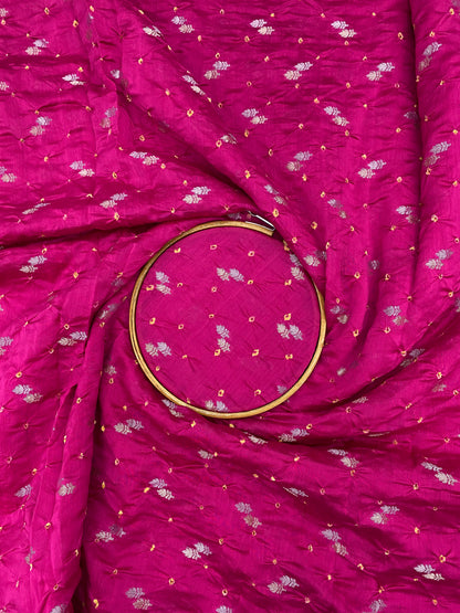 Pure Chanderi Zari Butti With Hand Bandhni (Color Available)