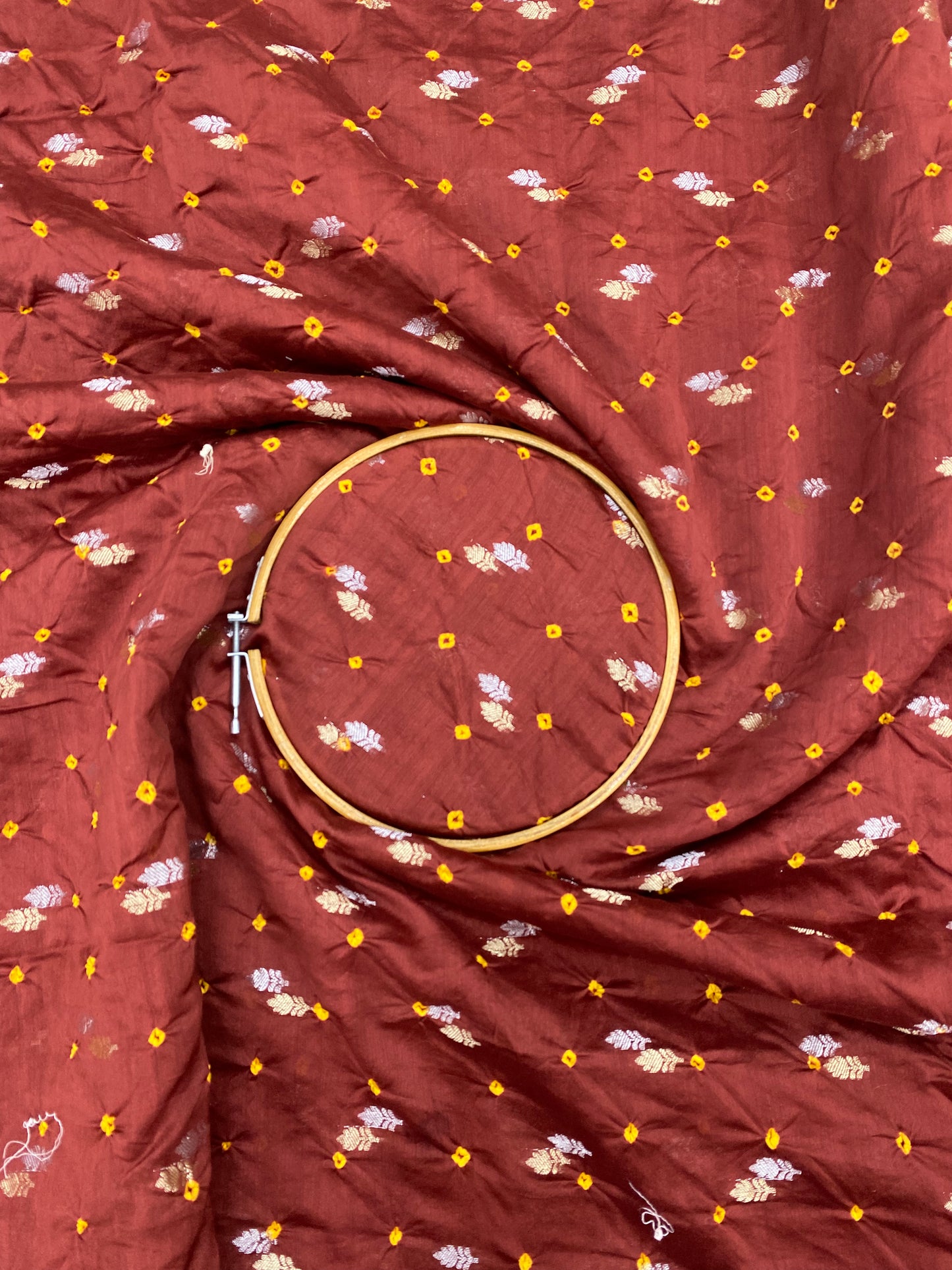 Pure Chanderi Zari Butti With Hand Bandhni (Color Available)