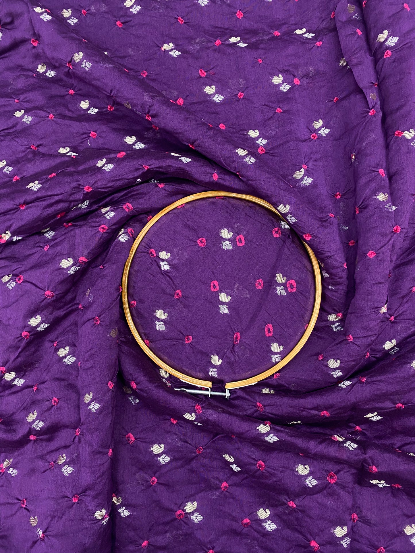 Pure Chanderi Zari Butti With Hand Bandhni (Color Available)