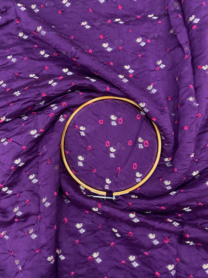 Pure Chanderi Zari Butti With Hand Bandhni (Color Available)