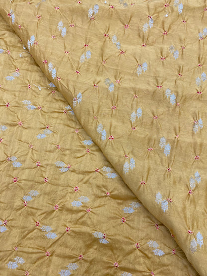 Pure Chanderi Zari Butti With Hand Bandhni (Color Available)