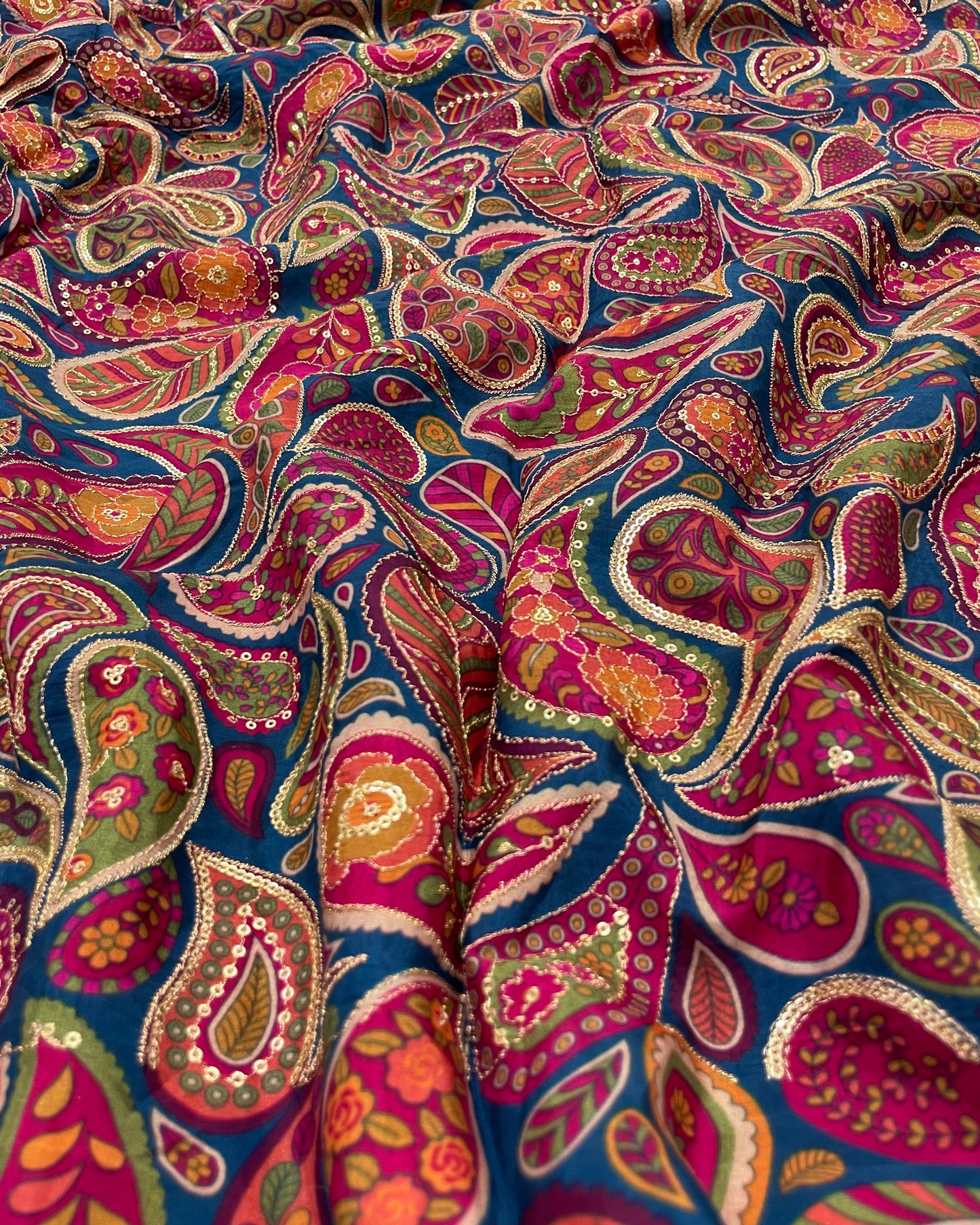 Crepe Position Print Embroidery (Color Available) 44"Inch