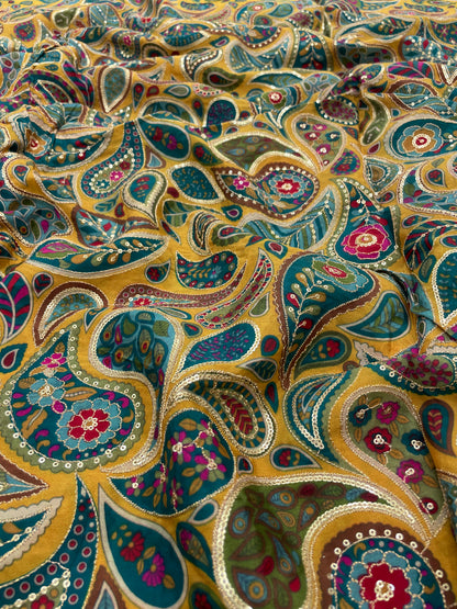 Crepe Position Print Embroidery (Color Available) 44"Inch