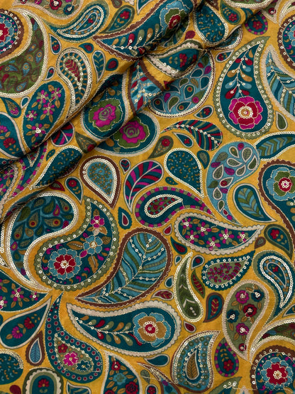 Crepe Position Print Embroidery (Color Available) 44"Inch