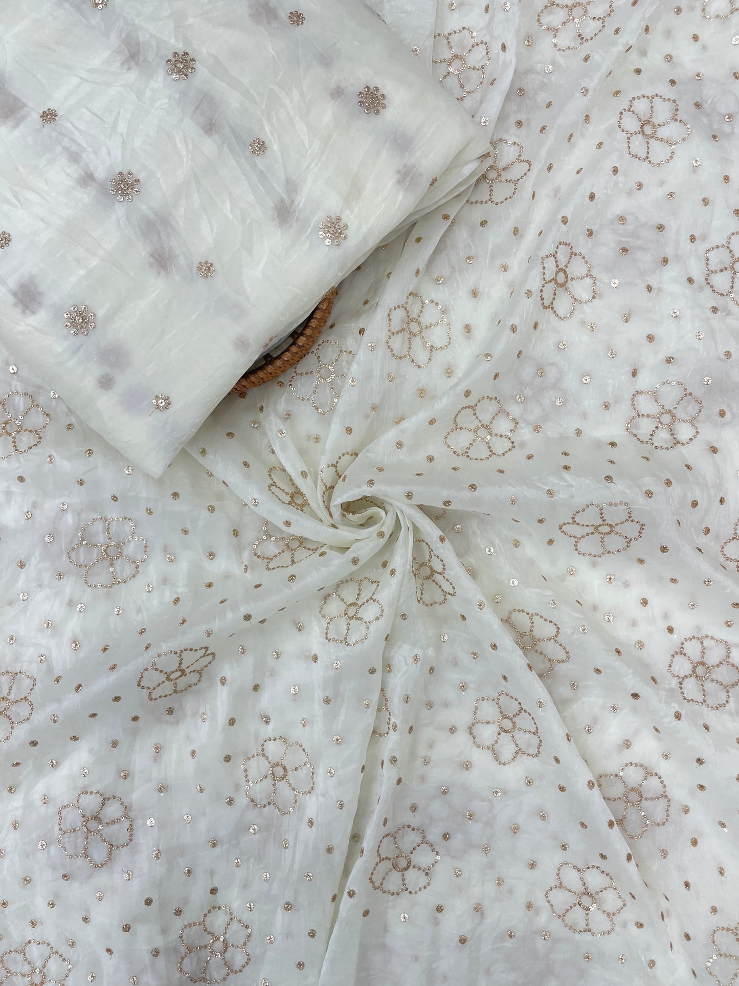 Glass Organza Sequence Dupatta Set Fabric (color Available) 44"Inch