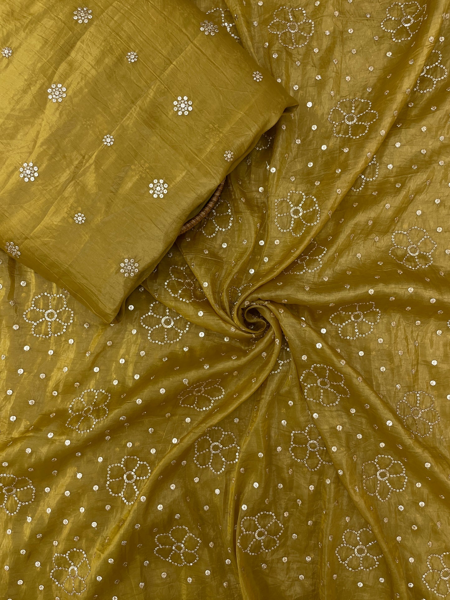 Glass Organza Sequence Dupatta Set Fabric (color Available) 44"Inch