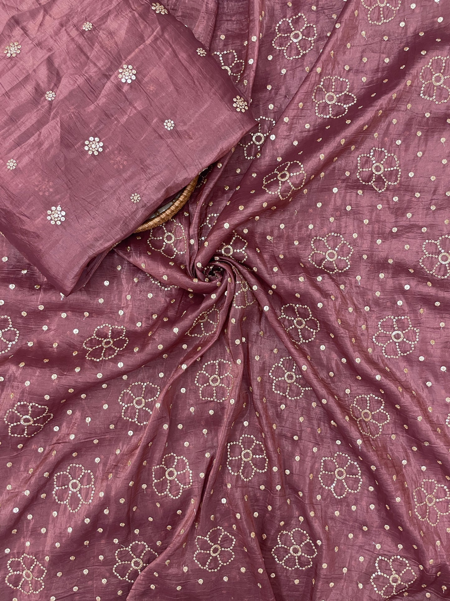 Glass Organza Sequence Dupatta Set Fabric (color Available) 44"Inch