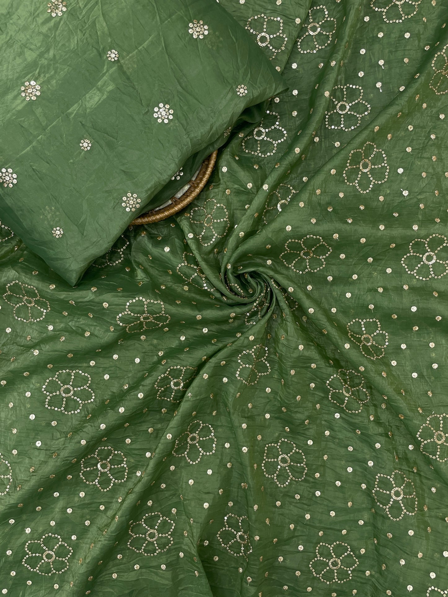 Glass Organza Sequence Dupatta Set Fabric (color Available) 44"Inch