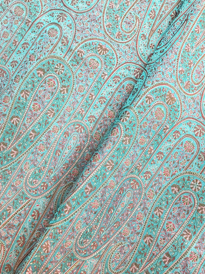 Magnificent Striking Paisley With Floral Weaving On Best Quality Kimkhwab Fabric