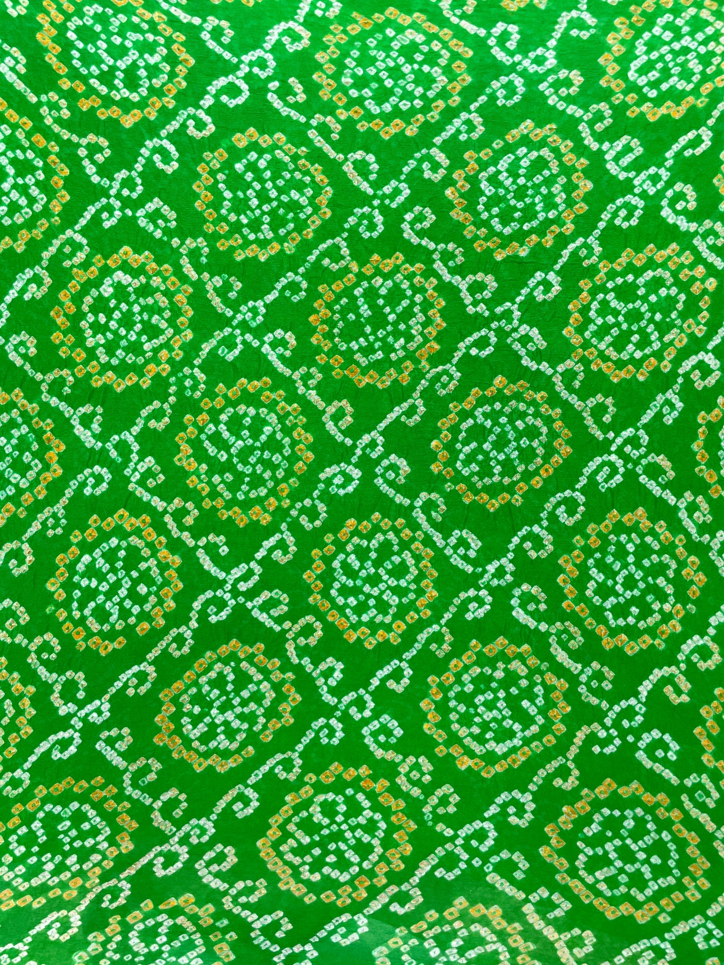 Pure Gorgette Hand Bandhni (Color Available) (5.5 Meter)