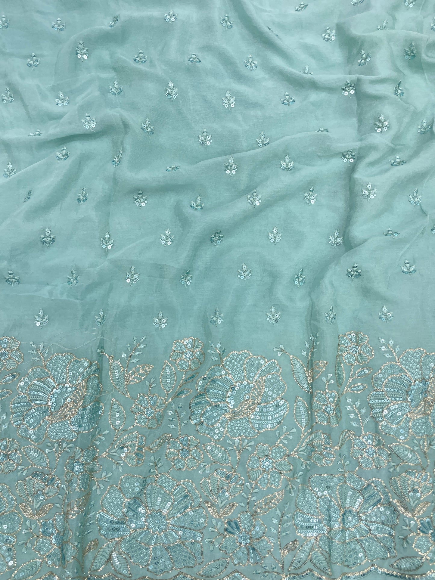 Chinon Embroidery Lehenga Fabric (Color Available) 54"Inch