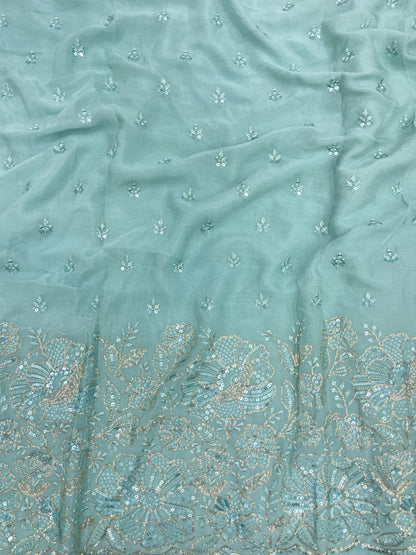 Chinon Embroidery Lehenga Fabric (Color Available) 54"Inch