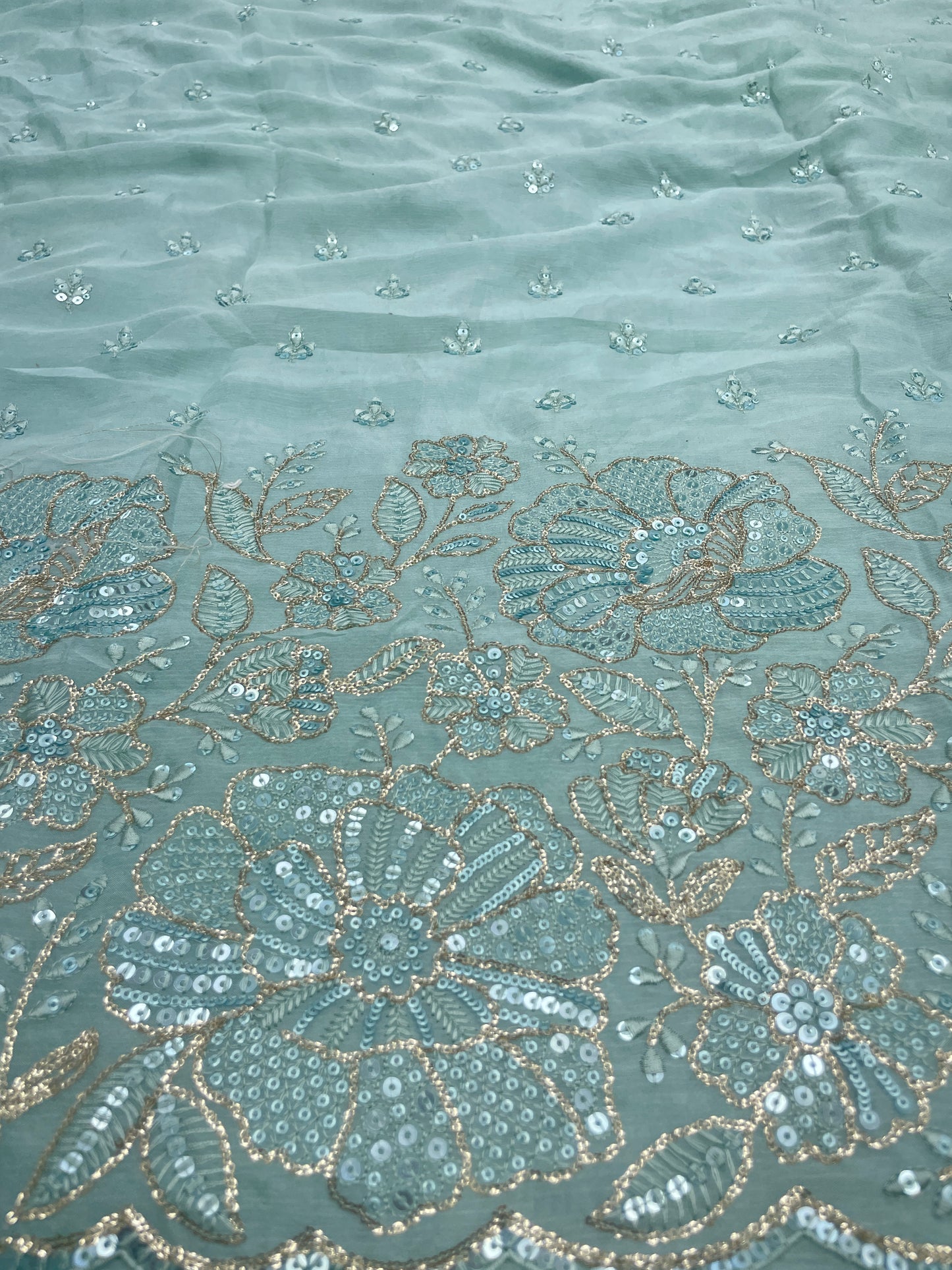 Chinon Embroidery Lehenga Fabric (Color Available) 54"Inch