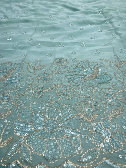 Chinon Embroidery Lehenga Fabric (Color Available) 54"Inch