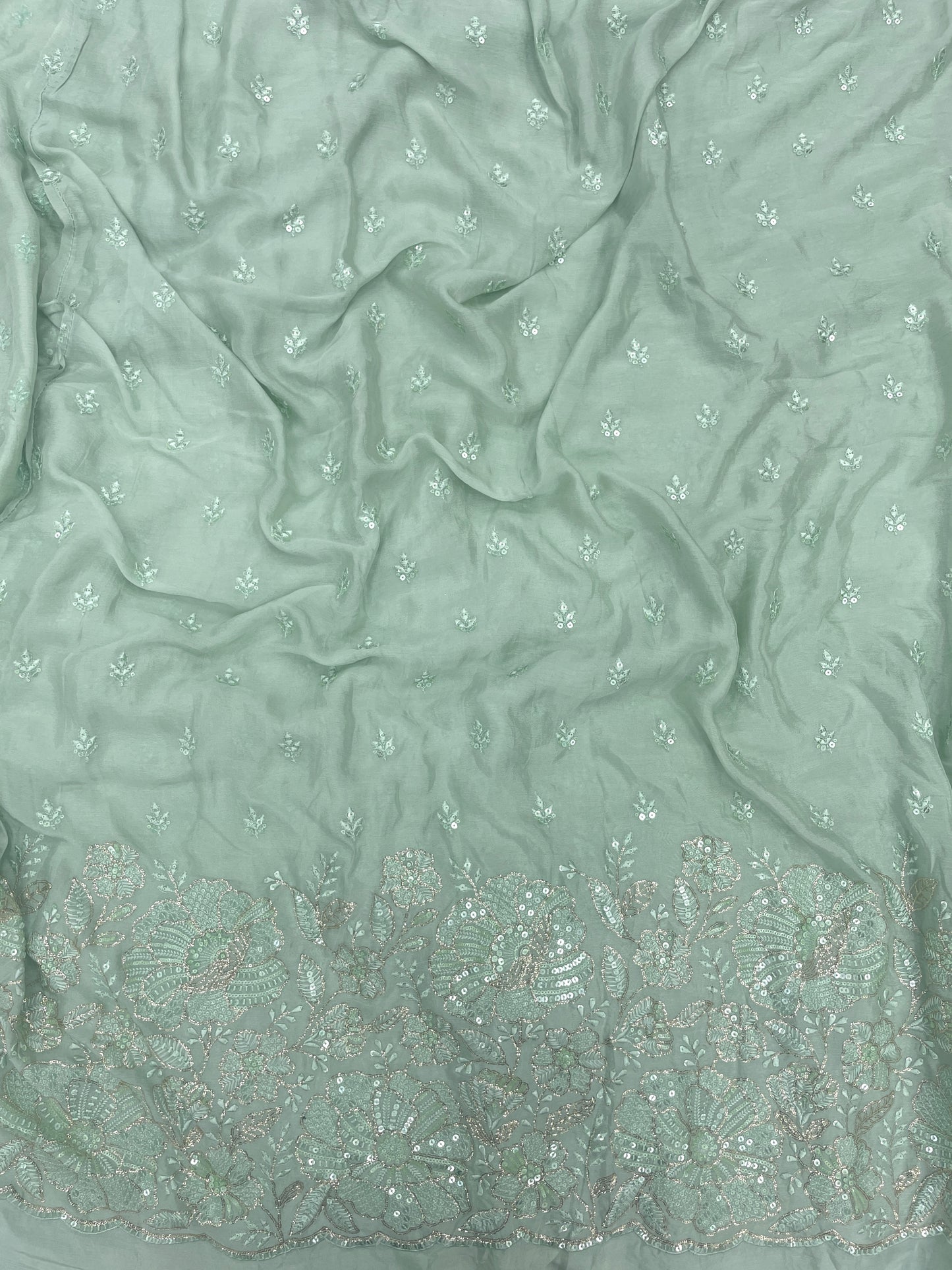 Chinon Embroidery Lehenga Fabric (Color Available) 54"Inch