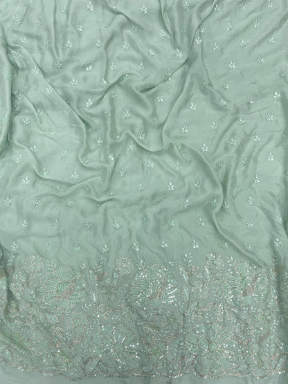 Chinon Embroidery Lehenga Fabric (Color Available) 54"Inch