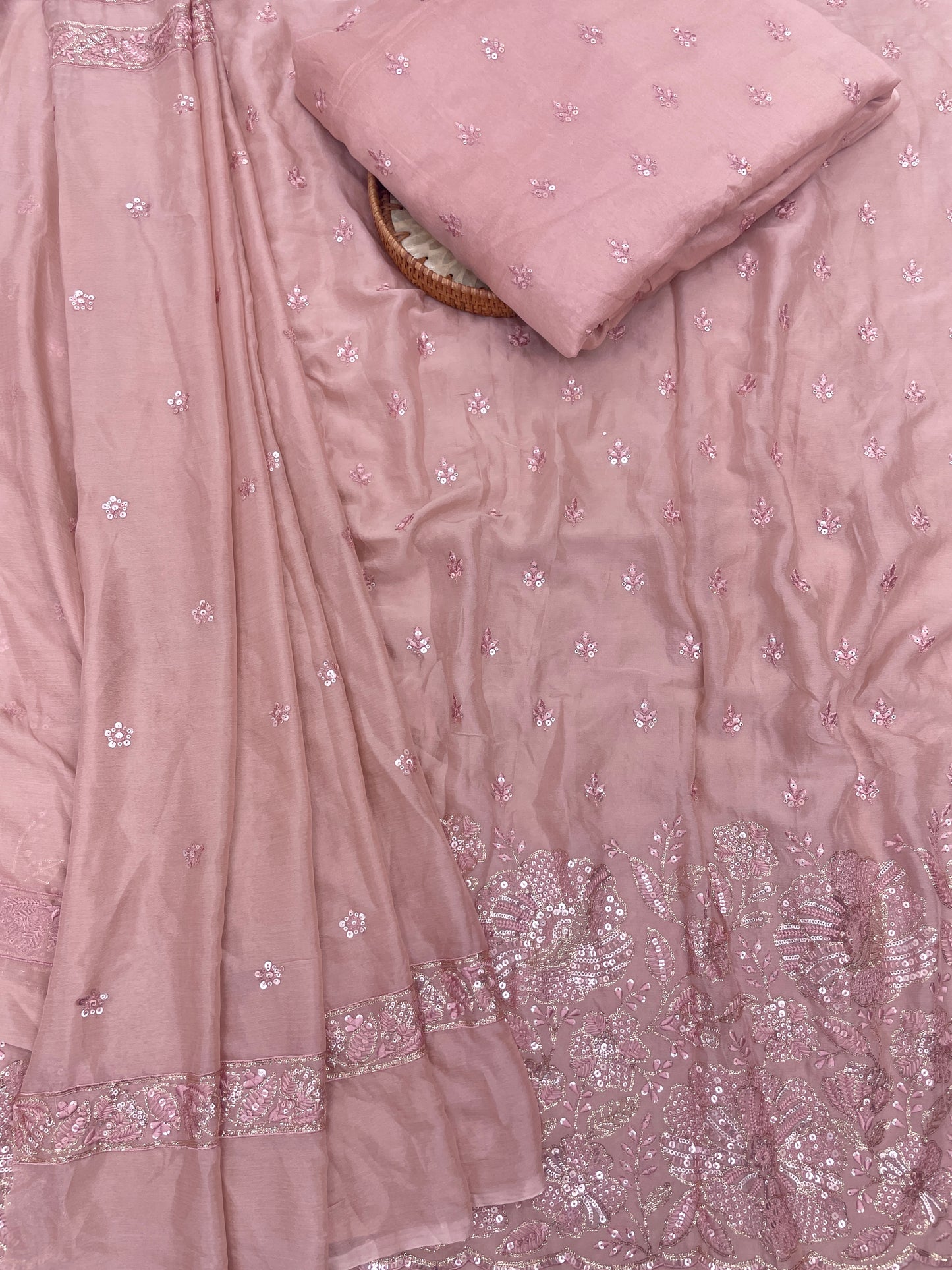 Chinon Embroidery Lehenga Set Fabric (Color Available) 54"Inch