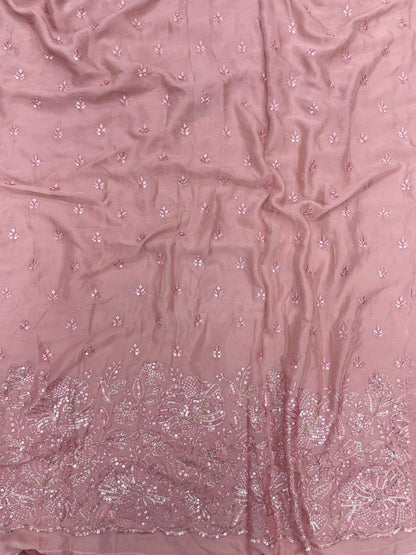 Chinon Embroidery Lehenga Fabric (Color Available) 54"Inch