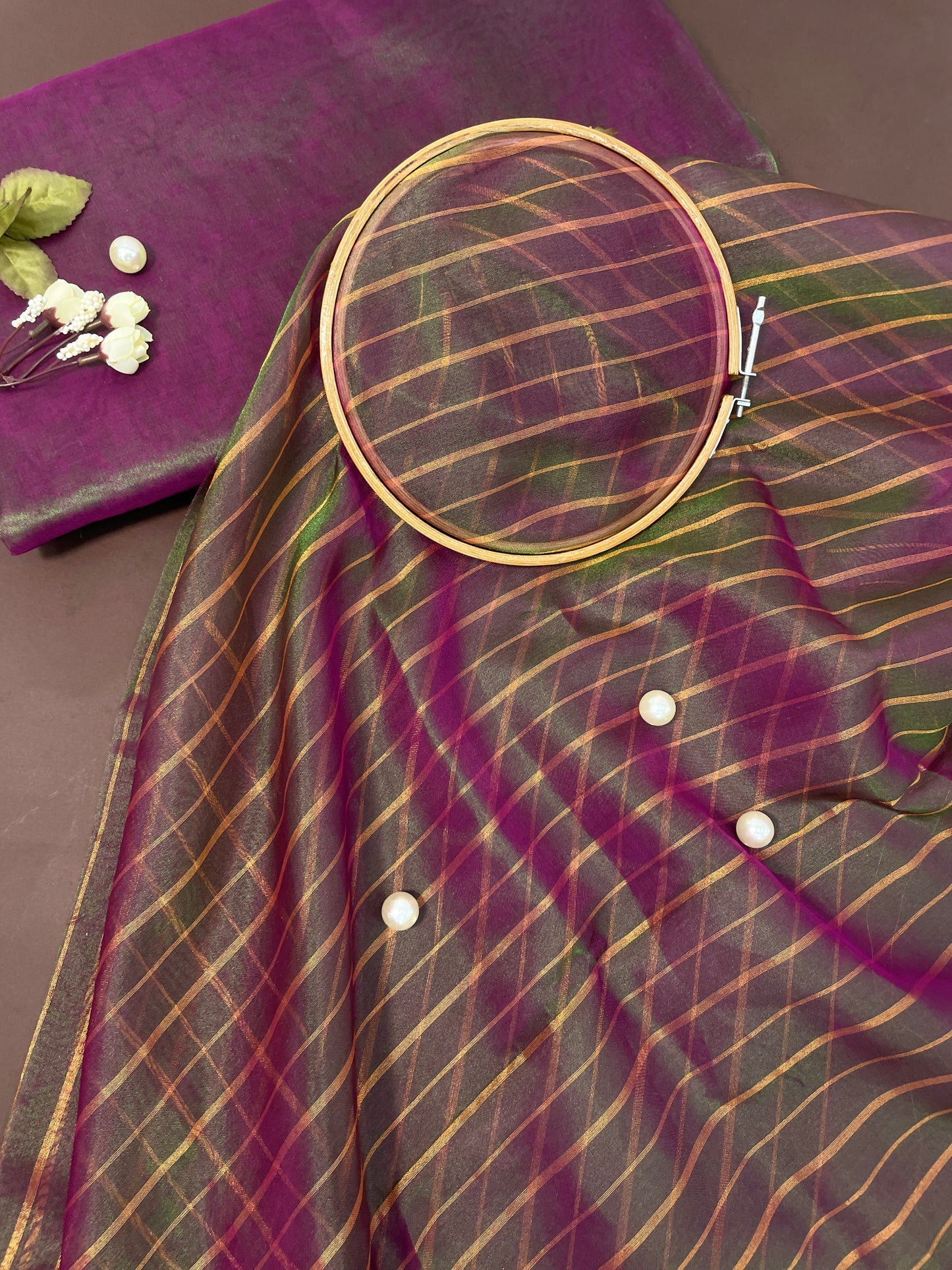 Pure Tissue Weaving Dual Shade Set Fabric (Color Available) 44"Inch