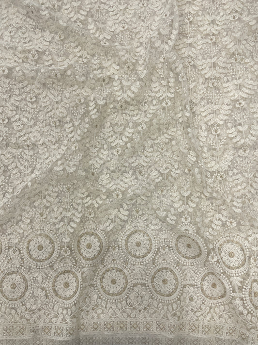 Dyeable Net Lucknowi Ebroidery