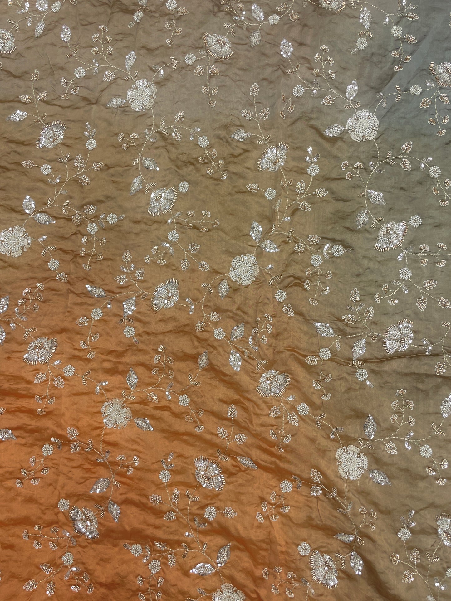 Pure Dupion Silk Embroidery With Beads 4D Color (Colors Available) 44"Inch