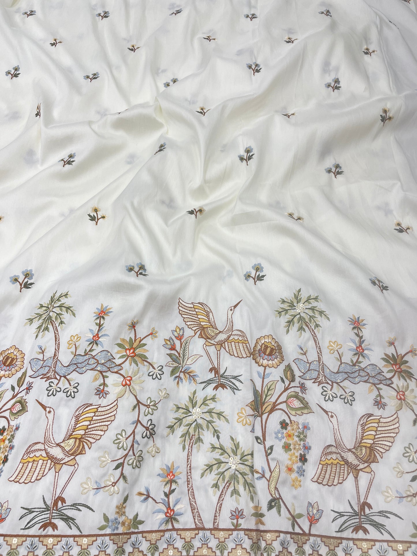 Semi Raw Silk Multi Embroidery (54"Inch)