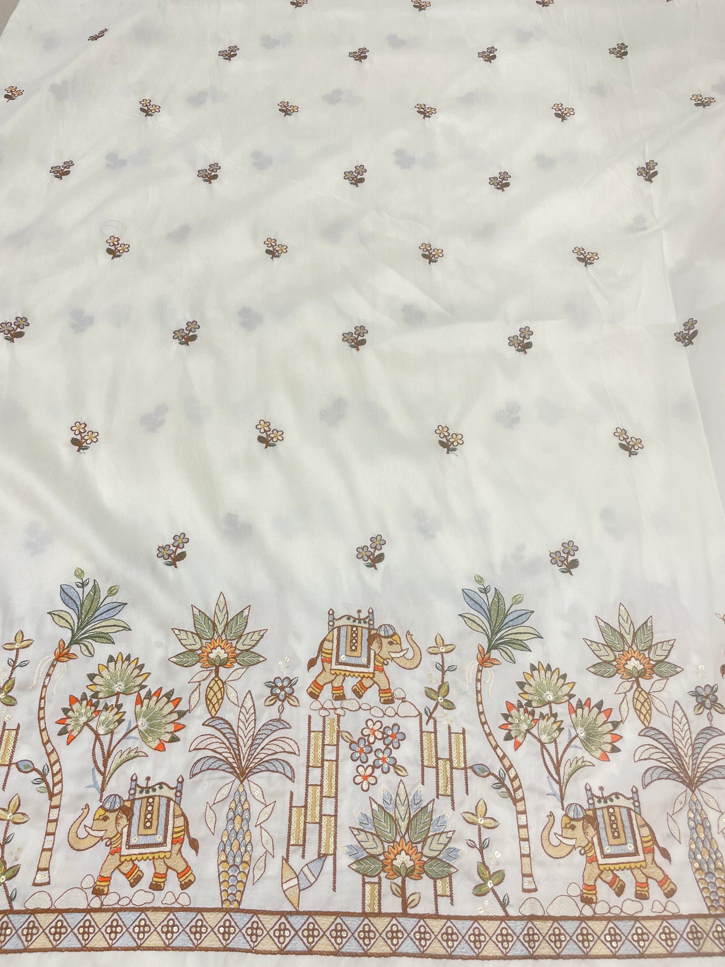 Semi Raw Silk Multi Embroidery (54"Inch)