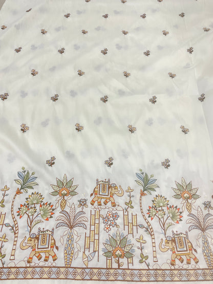Semi Raw Silk Multi Embroidery (54"Inch)