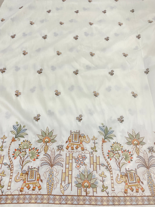 Semi Raw Silk Multi Embroidery (54"Inch)