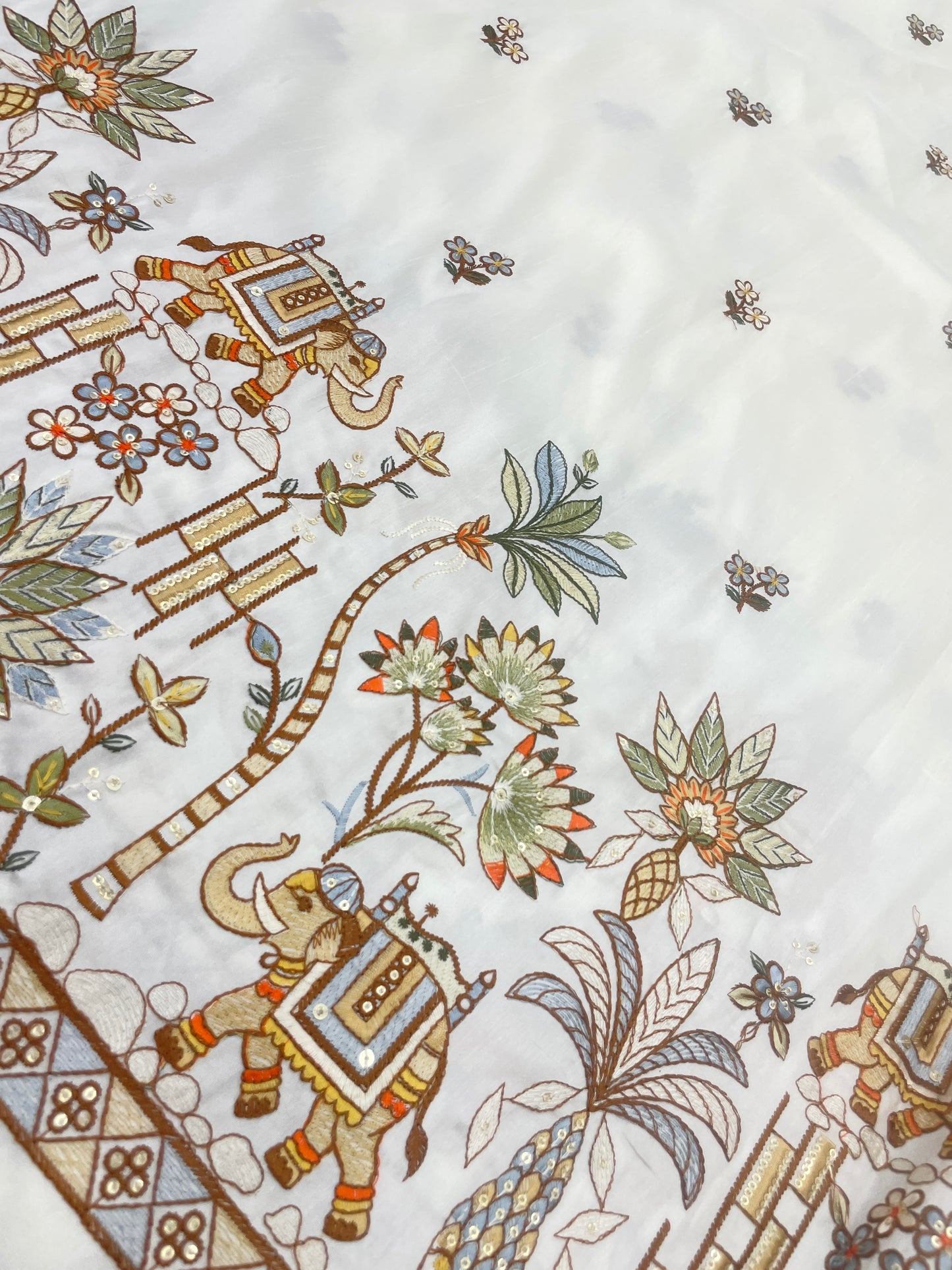 Semi Raw Silk Multi Embroidery (54"Inch)