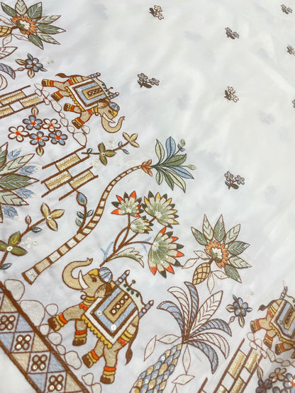 Semi Raw Silk Multi Embroidery (54"Inch)