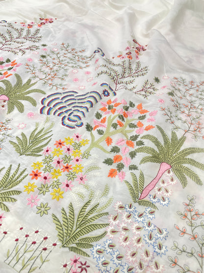 Semi Raw Silk Multi Embroidery (54"Inch)