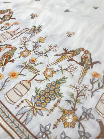 Semi Raw Silk Multi Embroidey (54"Inch)