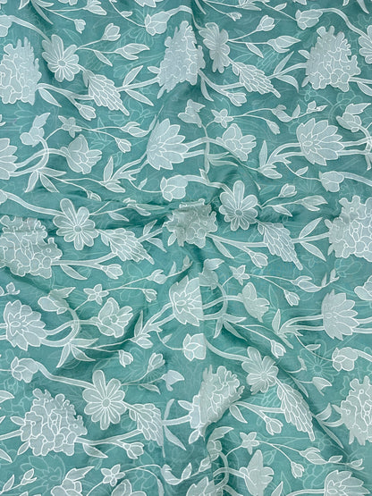 Pure Silk Organza Applique Work (Color Available)44"Inch