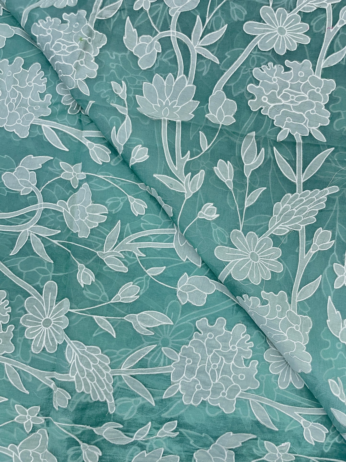 Pure Silk Organza Applique Work (Color Available)44"Inch