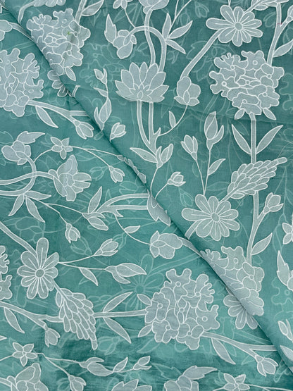 Pure Silk Organza Applique Work (Color Available)44"Inch