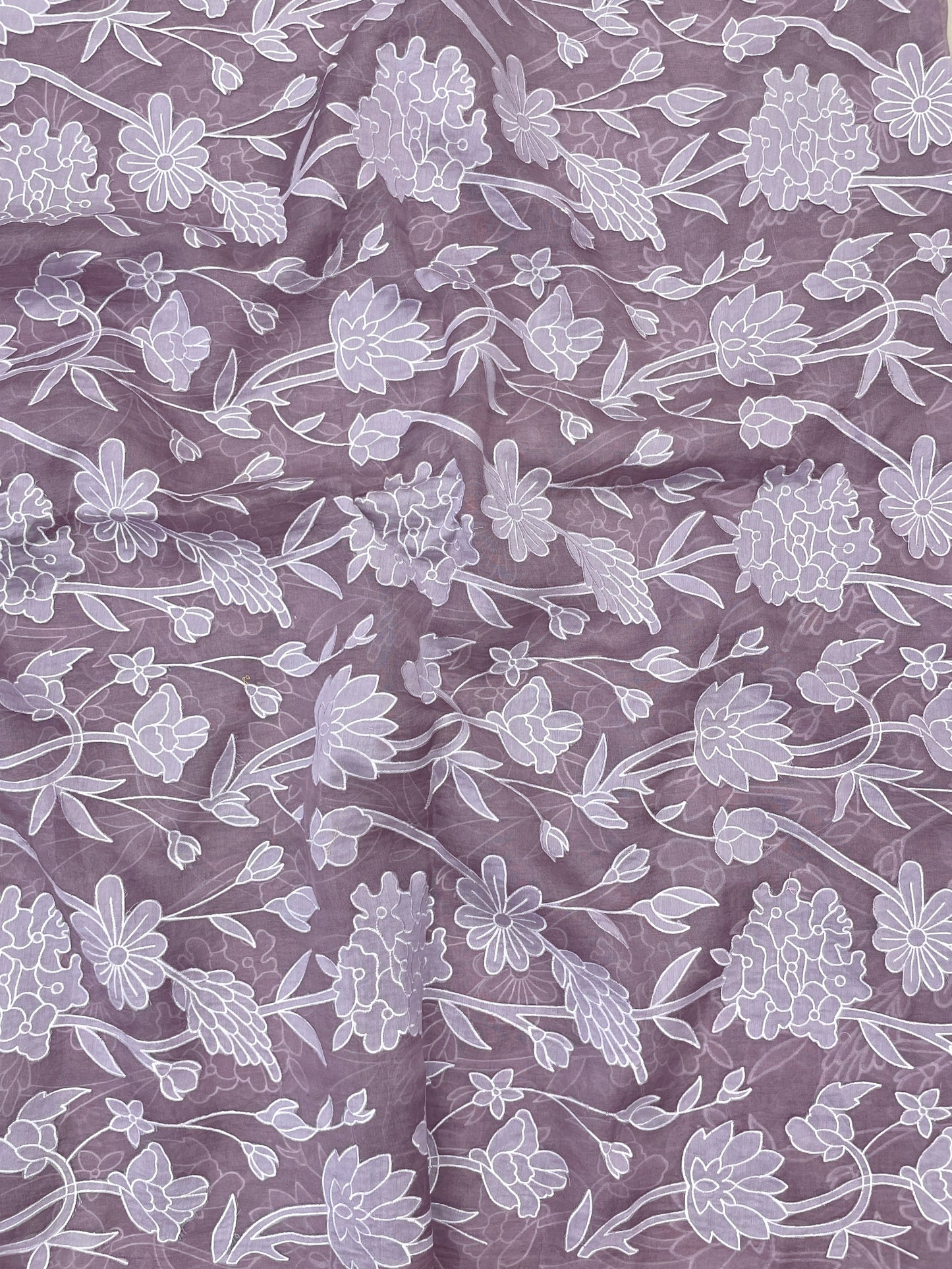 Pure Silk Organza Applique Work (Color Available)44"Inch