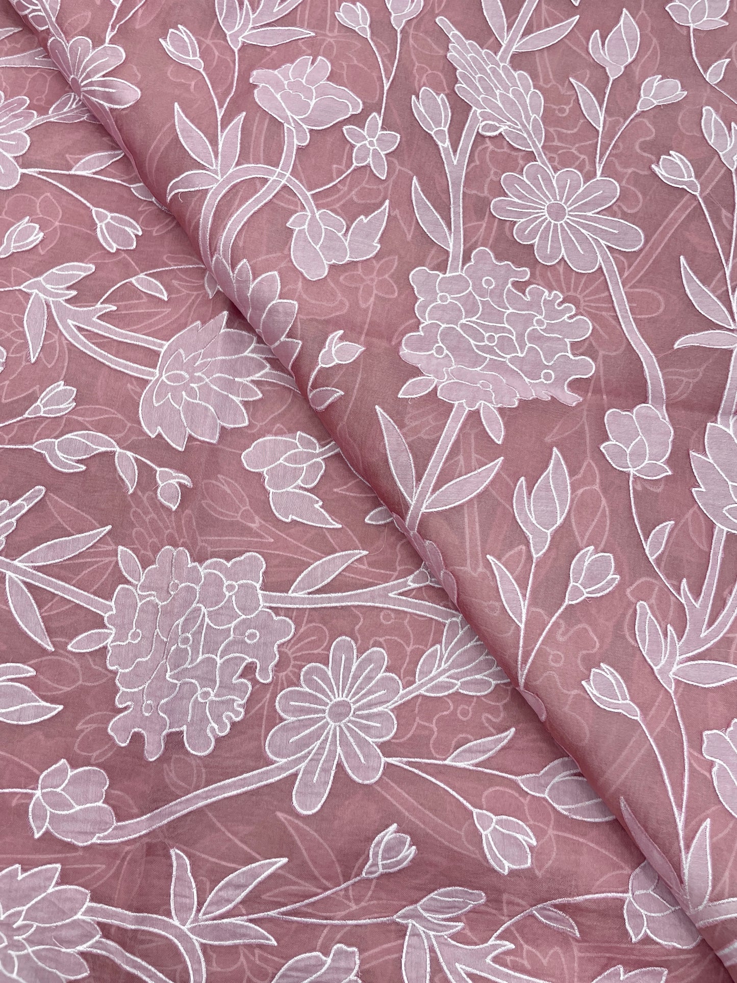 Pure Silk Organza Applique Work (Color Available)44"Inch