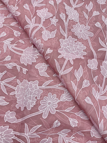 Pure Silk Organza Applique Work (Color Available)44"Inch